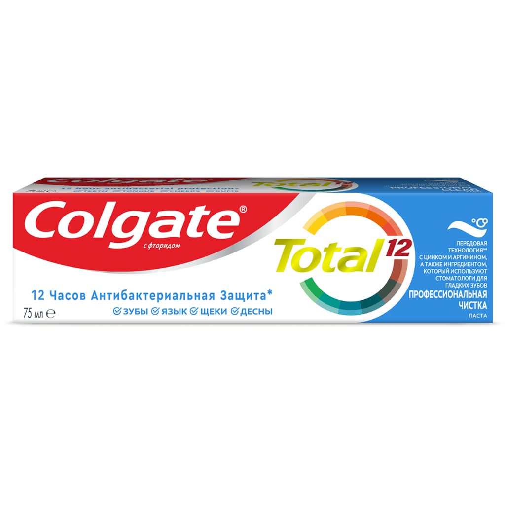 Colgate Total 12 Профессиональная чистка зубная паста, паста зубная, 75 мл, 1 шт.