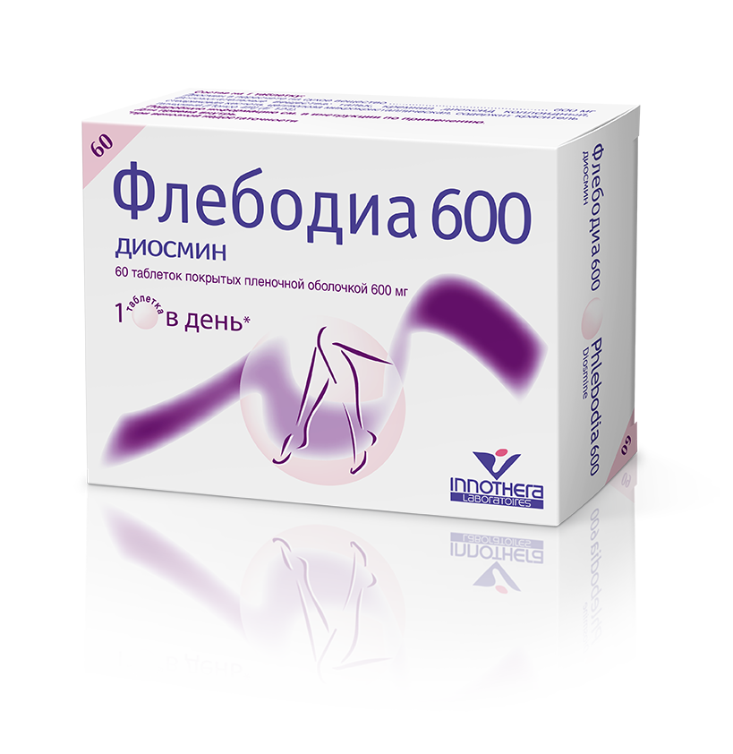 Флебодиа 600, 600 мг, таблетки, покрытые пленочной оболочкой, 60 шт.