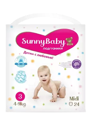 фото упаковки Sunnybaby Подгузники детские midi