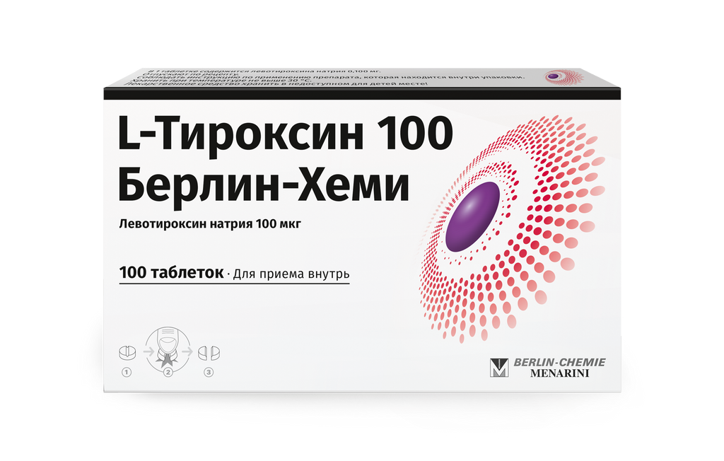 фото упаковки L-Тироксин 100 Берлин-Хеми, 100 мкг, таблетки, 100 шт. фото упаковки L-Тироксин 100 Берлин-Хеми