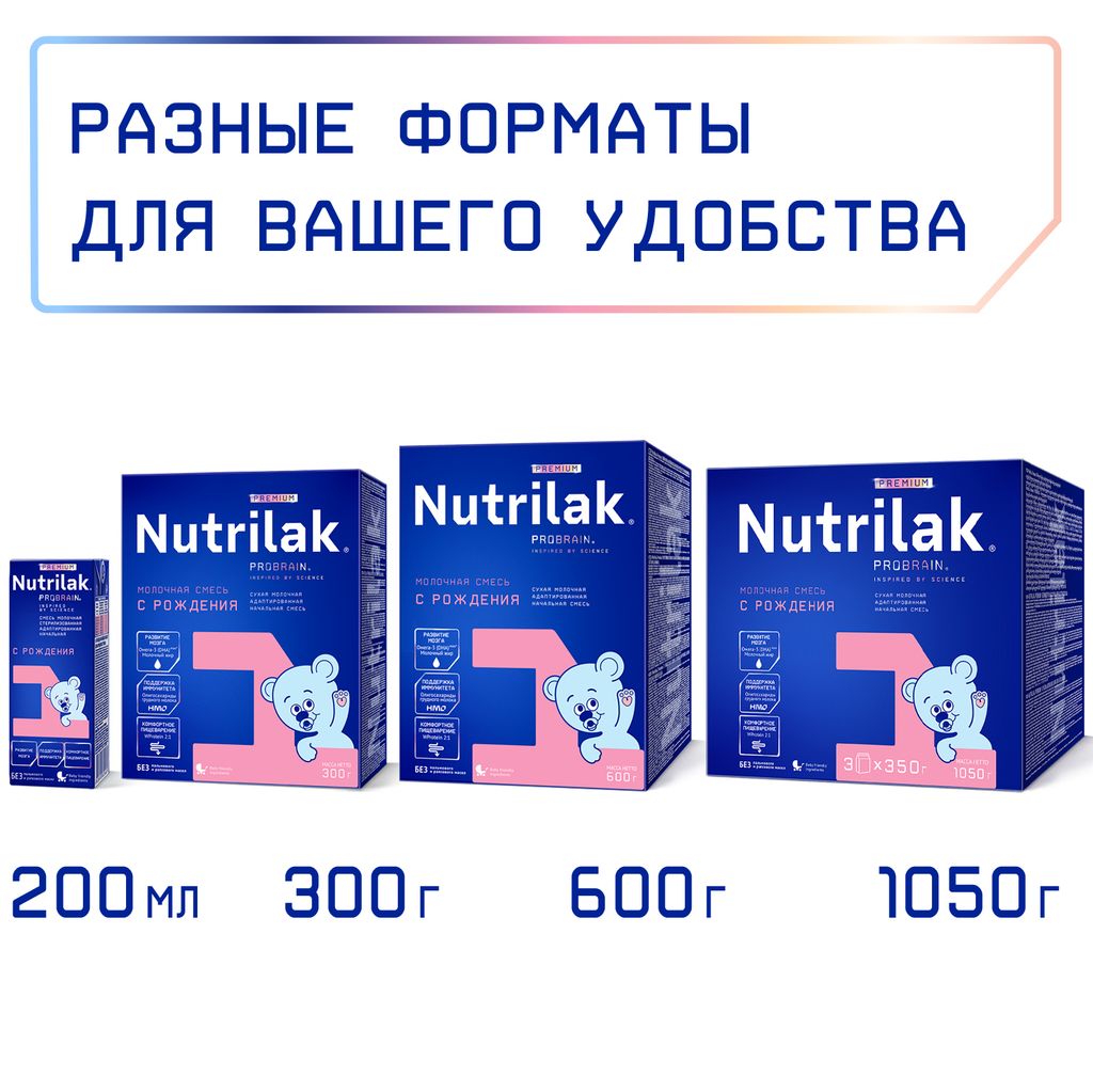 Nutrilak Premium 1 Смесь молочная адаптированная с рождения, от 0 до 6 мес., смесь молочная сухая, 300 г, 1 шт.