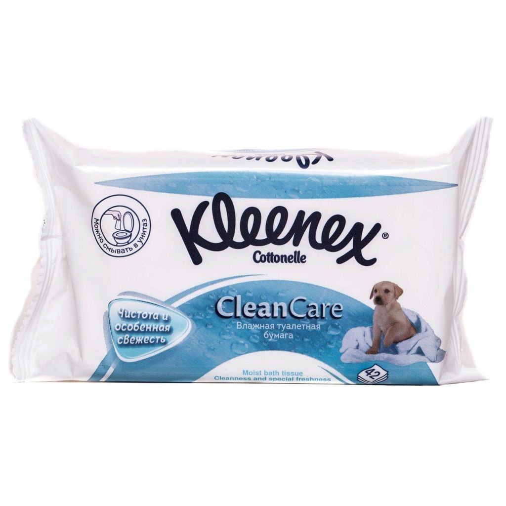 фото упаковки Kleenex Бумага туалетная влажная Clean Care