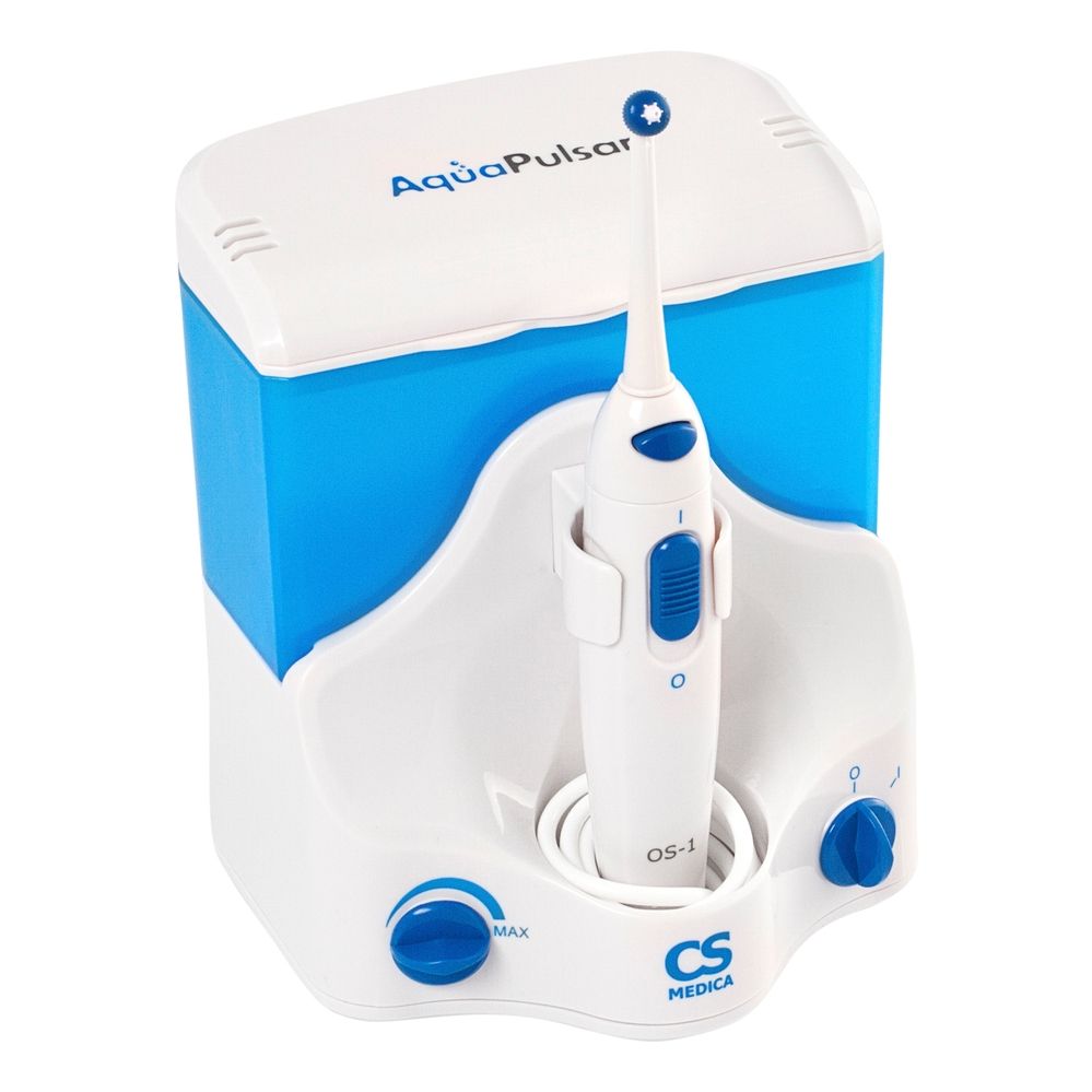 AquaPulsar Ирригатор для полости рта CS Medica OS-1, 2 режима работы, 4 насадки, цвет в ассортименте, 500 мл, 1 шт.