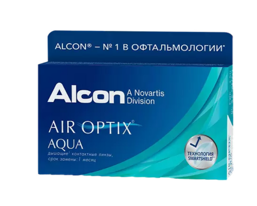 Alcon Air Optix aqua контактные линзы плановой замены, BC=8,6 d=14,2, D(-5.25), стерильно, 3 шт.