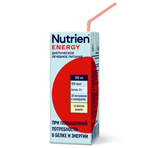 Nutrien Energy, для детей с 3 лет и взрослых, смесь для энтерального питания, ваниль, 200 мл, 1 шт.