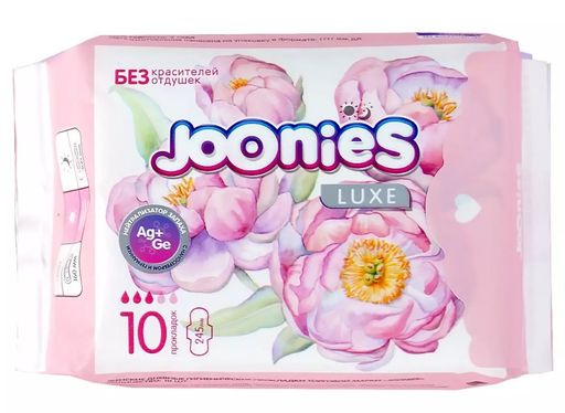 Joonies Luxe Прокладки дневные, 3 капли, прокладки гигиенические, 10 шт.