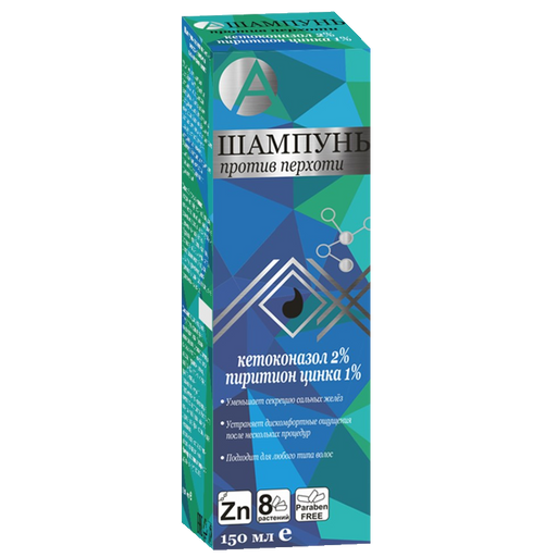 Шампунь против перхоти с пиритионом цинка и кетоконазолом, шампунь, 150 мл, 1 шт.
