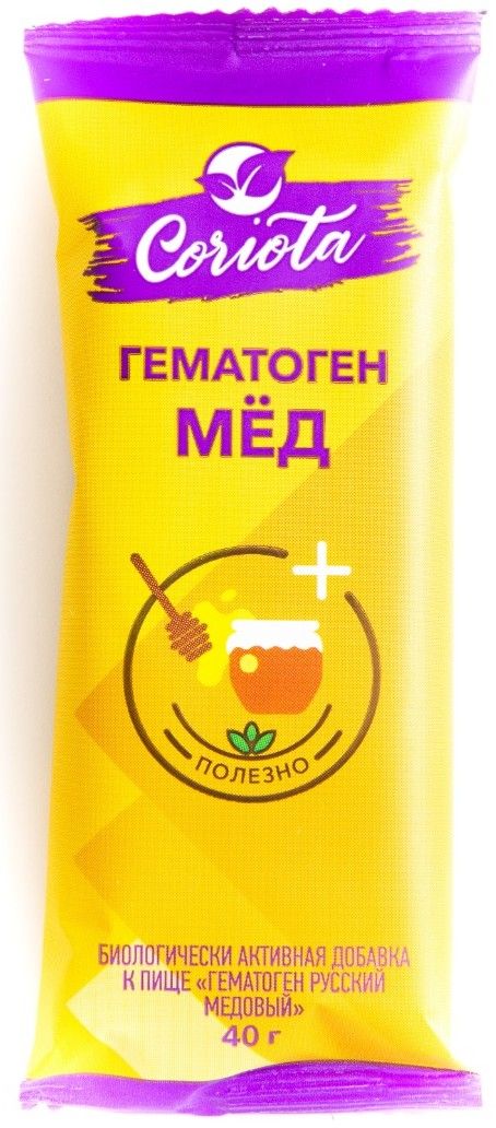 Coriota Гематоген русский медовый, плитка, 40 г, 1 шт.