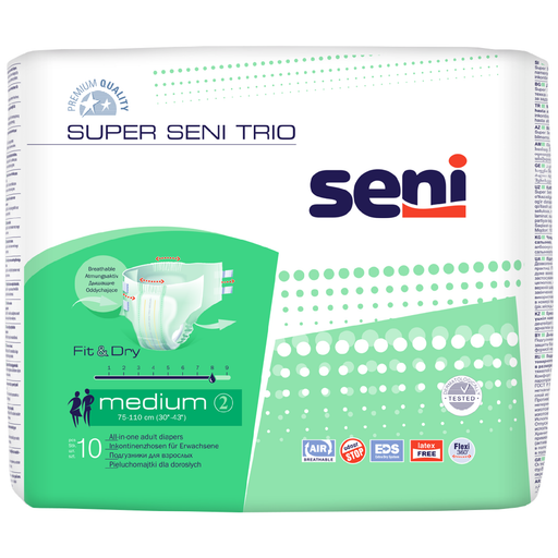 Seni Super Trio Подгузники для взрослых, Medium M (2), 75-110 см, 10 шт.