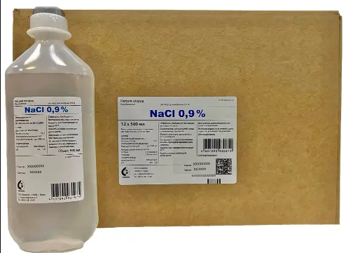 Натрия хлорид, 0.9%, раствор для инфузий, 500 мл, 12 шт.