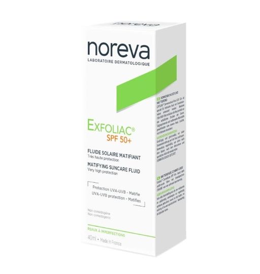 Noreva Exfoliac Матирующая солнцезащитная эмульсия SPF50+, эмульсия, 40 мл, 1 шт.